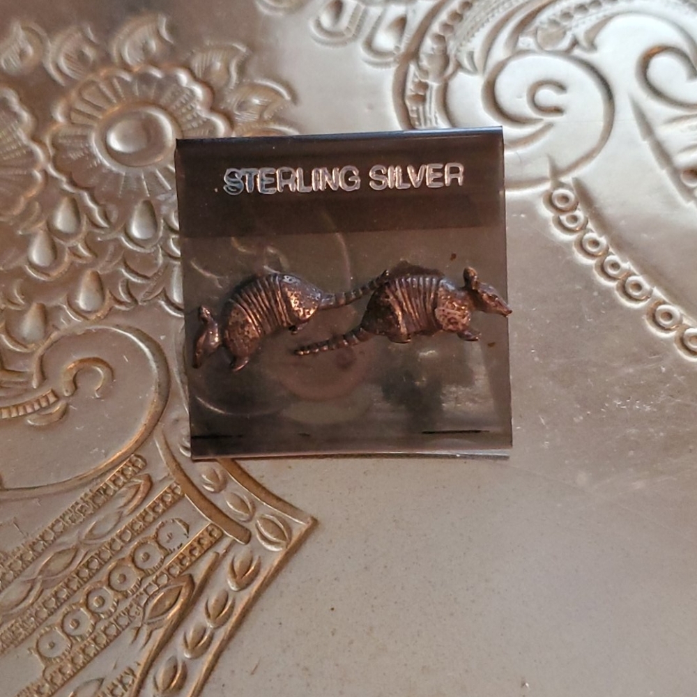 Tiny armadillo earring studs